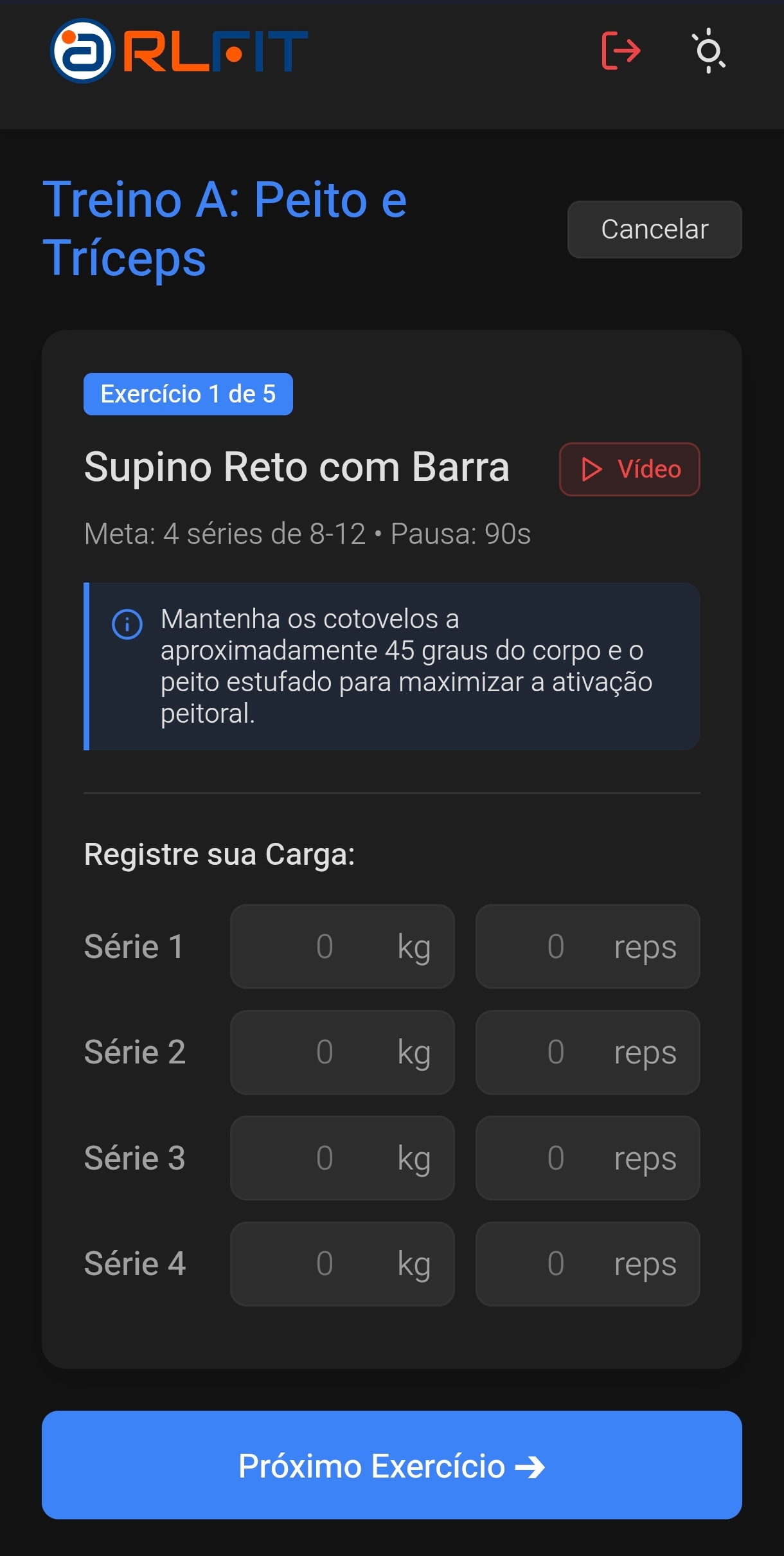 Rotina de Treino RL Fit